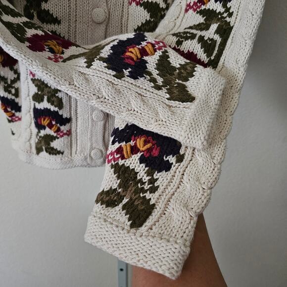 VTG NINON DE LENCLOS NWT Floral Bird Print Embroidered Cottagecore Cardigan Sz M - Picture 10 of 16
